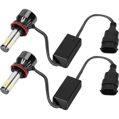 Zwei weiße 80-W-LED-Lampen für Autoscheinwerfer, kompatibel mit G7-, H8-, H9- und H11-Fassungen. – AquaForge