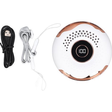 Donut Tragbarer Nackenventilator mit Trageband und Gürtelclip, wiederaufladbar, ohne Rotorblätter, LED-Anzeige, persönlicher Ventilator, Weiß (1/5)