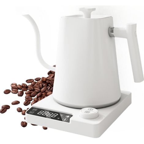 Applicable Bouilloire électrique col de cygne 1 L pour café et thé, ébullition rapide, bouilloire 1200 W, chaudière à eau en acier inoxydable, contrôle de la température (white) (1/5)