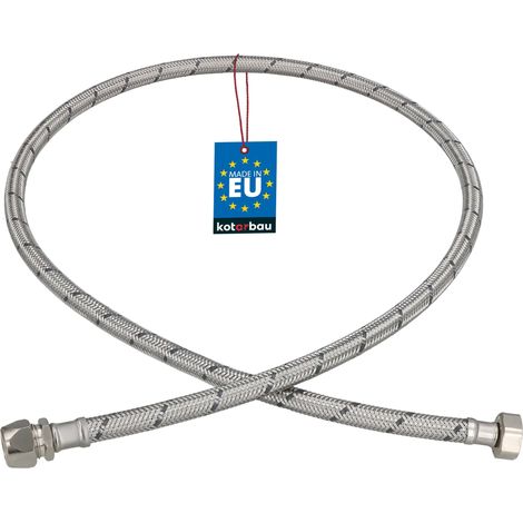 KOTARBAU® Flexible Robinet 1/2" x 3/8" - Tuyau Robinet Cuisine 120 cm - Écrou Tournant x Raccord à Sertir - Rallonge Robinet Cuisine Flexible - Tuyau Flexible Plomberie - Acier Inoxydable - Argent (1/4)