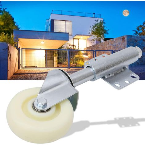 Roulette de Portail à Ressort - 1 Pièce - Nylon et Métal Galvanisé - Pivotante 360° Charge 200kg - Pour Portails Bois Métal Extérieur - Diamètre 100mm (1/5)