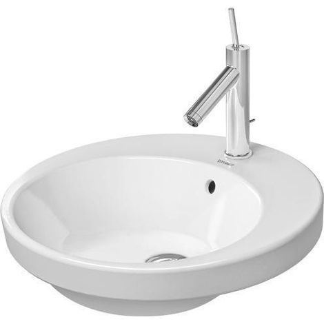 Lavabo encastré DU Starck 2 480 mm EB vu de dessus, avec bonde, blanc