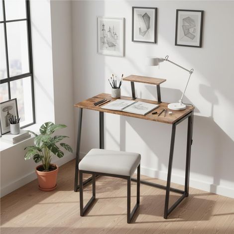Table Pliable à Dessin/Bureau, Plateau Bois avec Etagère Surélevée Multifonction, Facile à Ranger et à Transporter, pour Artistes, Etudiants Créatifs, 80 x 40 x 74 cm (1/5)