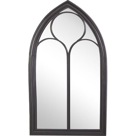 Specchio da parete in metallo nero 62 x 113 cm effetto anticato a forma di finestra vintage Trelly (1/5)