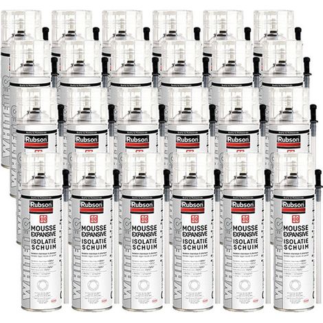 Rubson – Pack de 24 mousses expansives polyuréthane 500ml – Isolation thermique et phonique renforcée – Structure dense pour chantiers réguliers