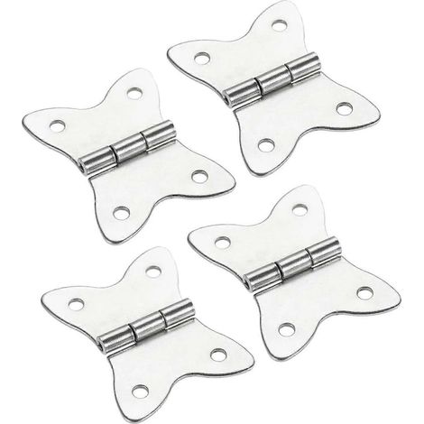 4 charnières métalliques avec vis pour porte de placard ou valise, argentées, 30 mm (1/5)
