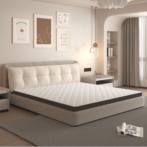 Matelas 140x200x7 cm blanc et gris, mousse 7 zones, confort H3, certifié OEKO-TEX, MEUBLIV (1/5)