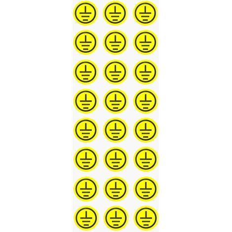 Lot de 24 autocollants de sécurité ISO de 2 cm - Autocollant de borne de terre - Panneau d'avertissement de sécurité électrique - Panneau d'avertissement étanche - Connectez un connecteur de terre au (1/5)