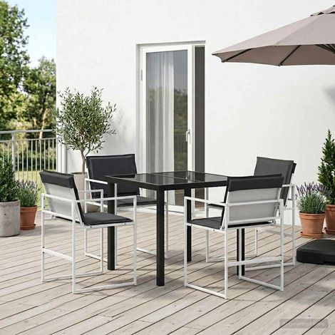 Teenpull – Garten Essgruppe 5 pcs Weiß und Anthrazit 80 x 80 x 73 cm (1/5)