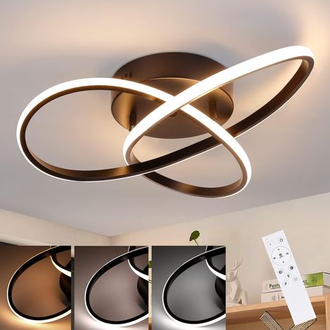 ZMH Plafonnier Moderne Noir, 33W Lampe de salon LED à gradation avec télécommande Lampe de chambre à coucher 40CM Lampe de design géométrique (1/5)