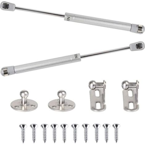2pcs Ressort à Gaz 100N Vérins à Gaz Hydraulique Bras Pneumatique pour Levage Amortisseur à Gaz 90 Degres avec Vis Charnière Porte Placard pour Ouverture Douce Armoire Meuble Cuisine - 265mm (1/5)