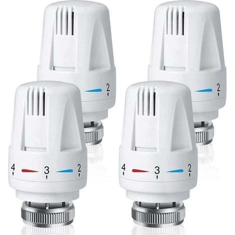 Lot De 4 Vanne Thermostatique Radiateur, Tête Thermostatique Radiateur M30 x 1,5, Robinet Thermostatique Radiateur pour La Maison Et Le Bureau, Remplacement de Thermostat de Radiateur (1/4)
