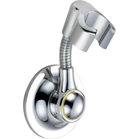 Support de pommeau de douche, support de pommeau de douche à hauteur réglable, adaptateur de bras de douche à ventouse, support de rangement (argent) (1/5)