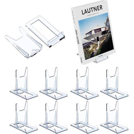 Présentoir en acrylique transparent, 8 pièces, support ajustable, chevalet de collection, présentoir à livres, idéal pour exposer bandes dessinées et magazines.