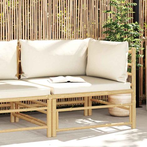vidaXL Divano Angolare da Giardino con Cuscini Bianco Crema in