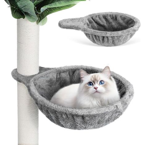 Grand hamac suspendu gris pour chat avec un panier en peluche douce, adapté aux chats d'intérieur, lit d'escalade m (1/5)