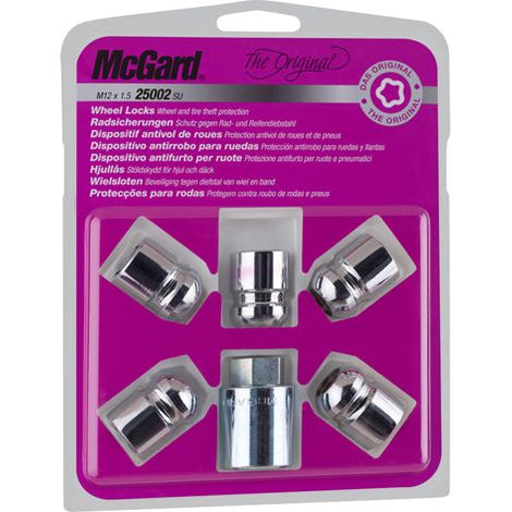 5 ECROUS ANTIVOL SU MCGARD M12X1.5/ R12/ LONG. 29.9MM/ Ø19MM