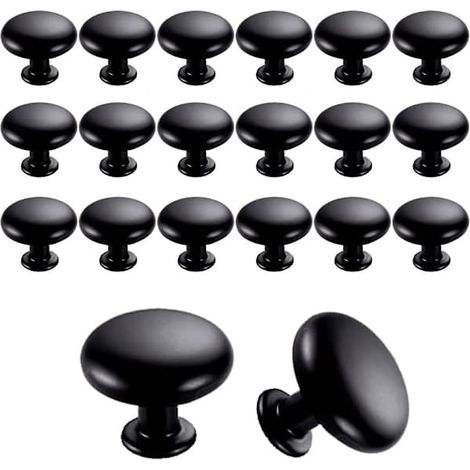 BelleRise - 20 boutons de porte/tiroir de 30 mm, poignées vintage pour meubles de cuisine (noir) (FMY) (1/5)