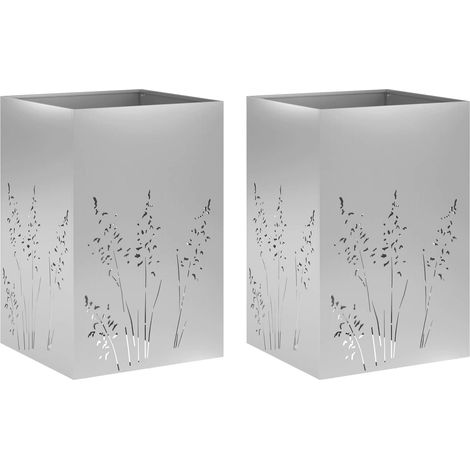 vidaXL Macetero de Jardín 2 uds. Plateado 50 x 50 x 75 cm (1/2)