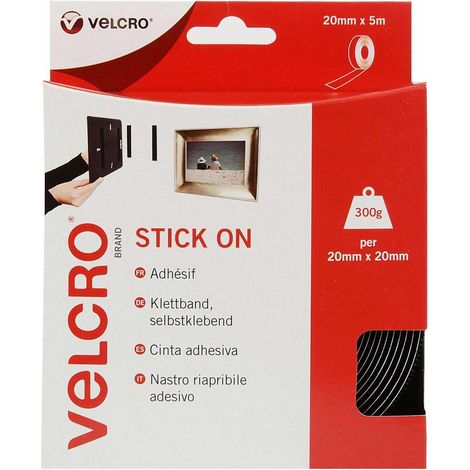 Velcro VEL-EC60217 selbstklebendes Klettband schwarz 5000x20 mm