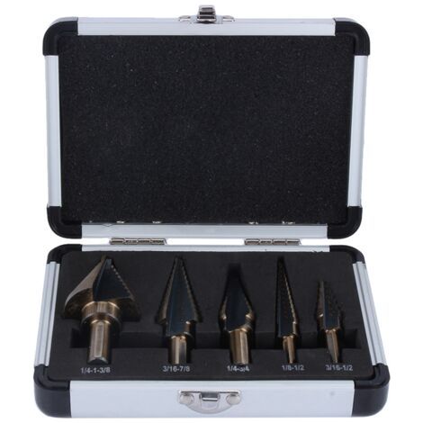 RHG 5Pcs HSS Forets étagé Mèche conique Trépan à redan kit Outil électrique avec Boîte range (1/5)