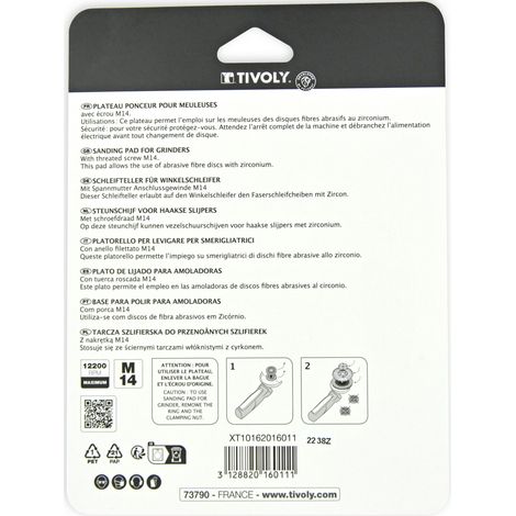 Tivoly • Platorello per Smerigliatrice • Gomma • Ø125mm • Foro M14