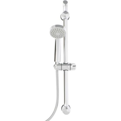 Barre de douche inox chromée 50 cm Ø25 mm 1 point fixe et 1 point réglable - THEWA UDE175BA