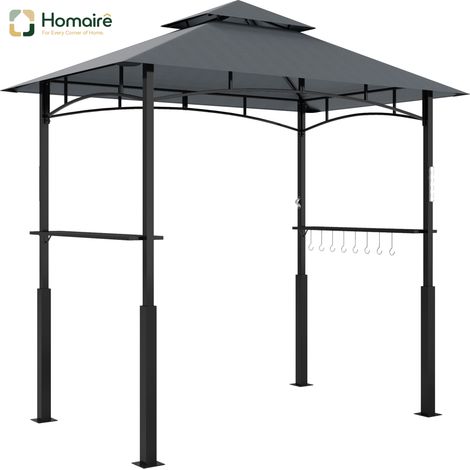 HOMAIRE Grillpavillon mit LED, wasserdicht und flammhemmend, avec double toit, étagères latérales et protection UV, pour jardin et BBQ