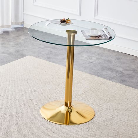 Mesa alta de bar de cristal 89 cm dorada OKMYHOME (1/5)