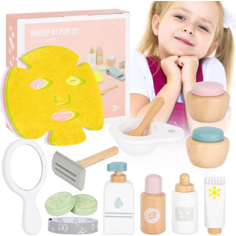 Ensemble de maquillage factice en bois pour enfants, jouet d'éveil sur le thème des soins de la peau, adorable kit de maquillage pour tout-petits, filles et garçons (1/5)