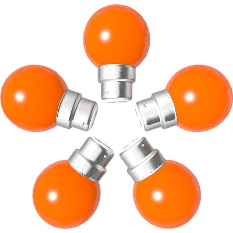 Lot de 5 ampoules orange B22 Incassables (1/4)