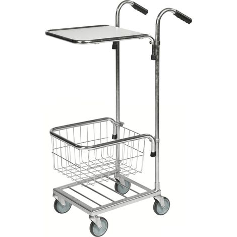 Kongamek Mini- Servierwagen verzinkt mit Ladefläche 410x355mm und Korb ohne Bremse (1/3)