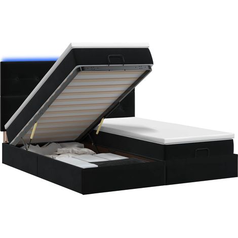 Maison Exclusive - Letto Ottomano con Materasso e LED Nero 200 x 200 cm Velluto (1/5)