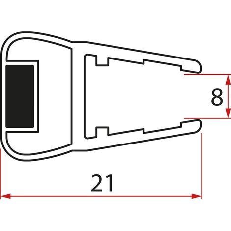 Joint magnétique plat pour verre 8mm, 2000mm (1/2)