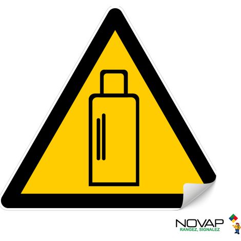 Panneau Danger présence de bouteilles de gaz - adhésif Triangle 100mm - 4231280