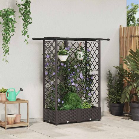 Teenpull – Hochbeet mit Rankgitter und Dach Braun 124 x 40 x 121 cm PP (1/5)