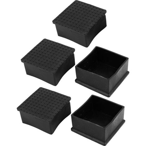 Protectores para patas de muebles, tapas para patas de mesa de 60 mm x 60 mm, tapas para patas de sillas cuadradas, protectores de goma para muebles, color negro, 5 piezas.