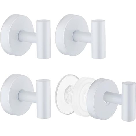Suction Hook, Bathroom Towel Holder, Suction Cup Hook, No Drilling, Stainless Steel, Reusable and Waterproof, for Bathroom, Kitchen, Glass (White) (1/3)