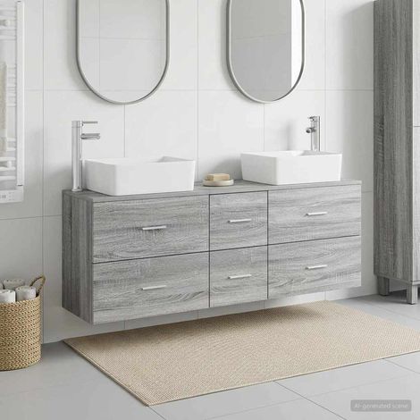 vidaXL Bathroom Cabinet Set 3 pcs Grey Sonoma 136 x 35 x 80 cm (1/5)
