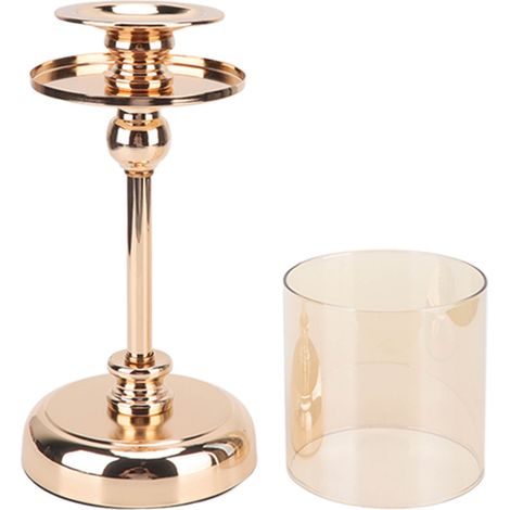 Bougeoir de Table Luxe Champagne Doré, Décoration Élégante pour Dîner aux Chandelles Romantique (1/5)