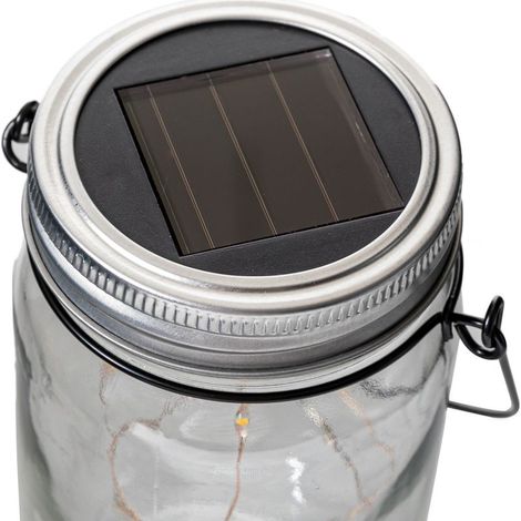 Lot de 3 lampes solaires en bocal de verre avec 8 LED, éclairage solaire pour terrasse-AquaForge (1/5)