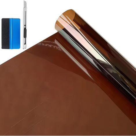 Film Vitre Auto Auto-Adhésif Protection UV 99% Marron Plusieurs coloris, dimensions 50x200 cm, épaisseur 0,06mm, outil de pose inclus, pour voitures, bureaux, magasins, vitres (1/5)