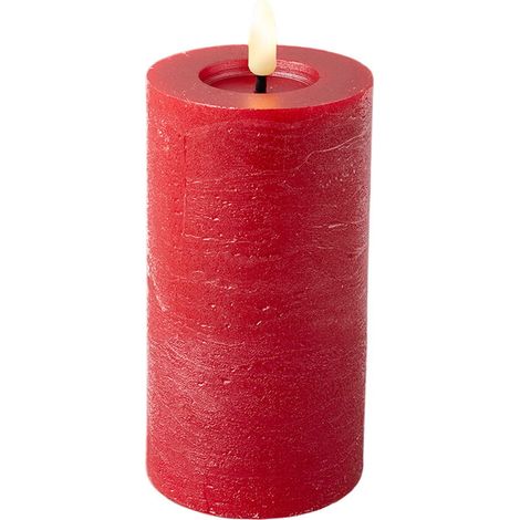 Candela decorativa illuminata LED, altezza 15 cm, colore rosso. (1/2)