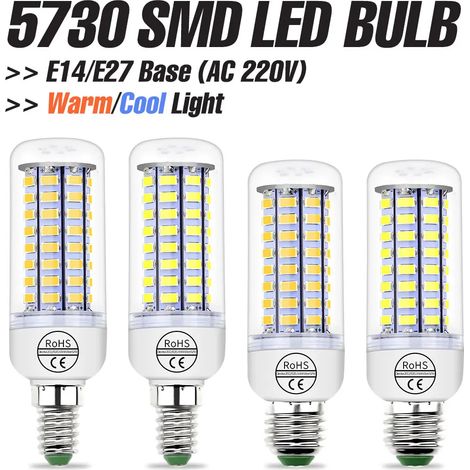 Lampes de croissance pour plantes Ampoule (E14, blanc froid, 48 LED) AC 220V pour lustre, lampe de chevet pour chambre à coucher, éclairage E26 (1/5)