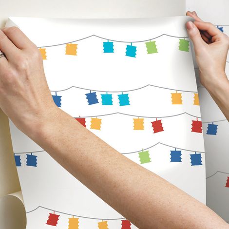 Papier peint auto-adhésif - Lanternes multicolores - 5.75 m x 45 cm (1/4)