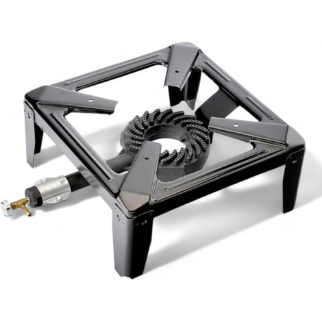 Fornellone gas acciaio verniciato bruciatore ghisa rubinetto integrato 40x40 cm potenza 8,5 kW omologato CE (1/2)