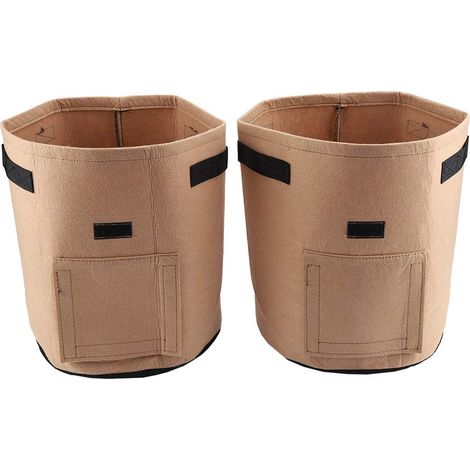 Sacs de Culture biodégradables, Sacs de Plantation de tomates en Tissus Non tissés, Sac de Culture réutilisable pour l'ameublement de Jardin d'aubergines de Balcon(Camel Brown) (1/5)