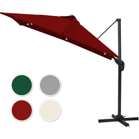 Randaco LED Sonnenschirm Rot – Marktschirm für Terrasse & Balkon, wasserabweisend, mit integrierter Beleuchtung