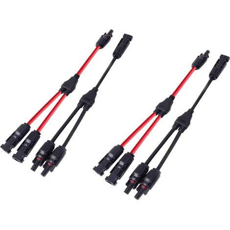 Solar-Y-Stecker, Parallel-Adapter, Solarpanel-Kabel, Photovoltaik-Splitter, 30 A, unterstützt rotes schwarzes Kabel, 2 Sätze (1/5)