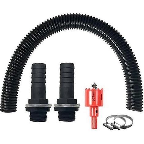 Kit de raccordement pour récupérateur d'eau de pluie 2026 (1,25 pouce), tuyau de raccordement de 50 cm et 2 raccords de tuyau de 25 mm. (1/5)